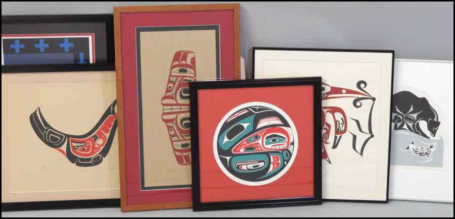 Appraisal: GROUP OF SIX ASSORTED FRAMED NORTHWEST COAST PRINTS Art Thompson