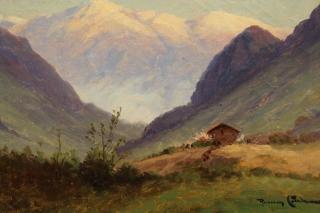 Appraisal: Benito Ramos Catalan - oil on canvas of a mountain