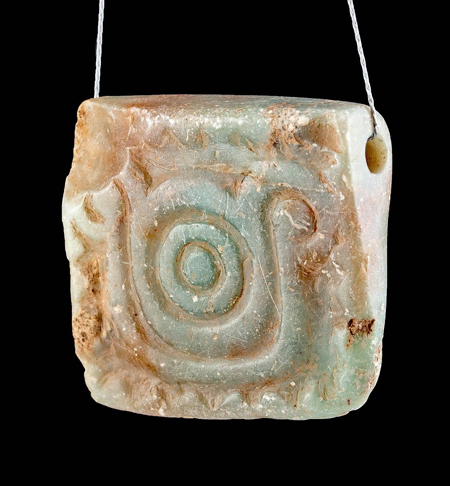 Appraisal: Rare Olmec Jade Amulet Pendant w Spiral First Time At