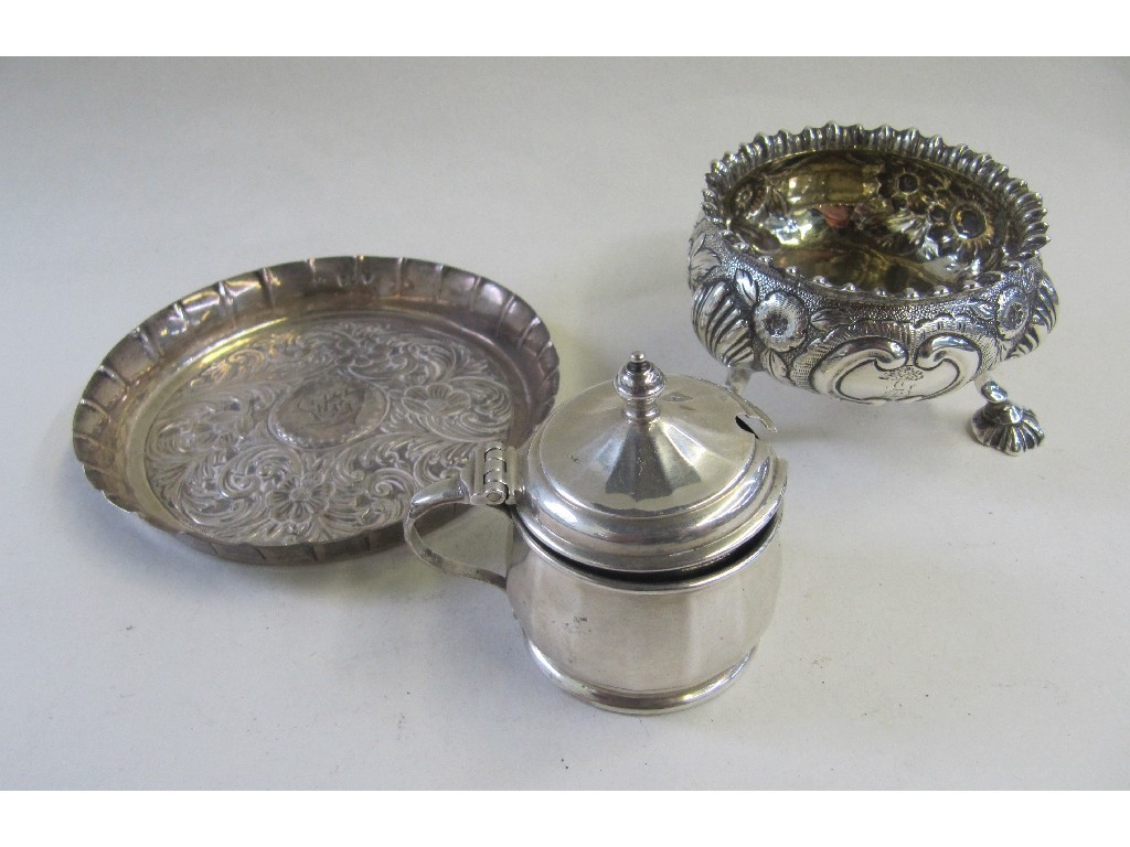 Appraisal: Lot comprising silver mustard salt and dish assorted marks