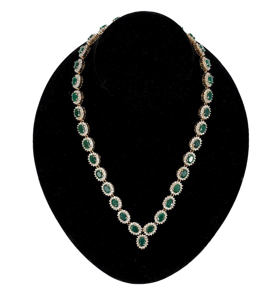 Appraisal: Emerald Diamond Kt Yellow Gold Necklace kt yellow gold necklace