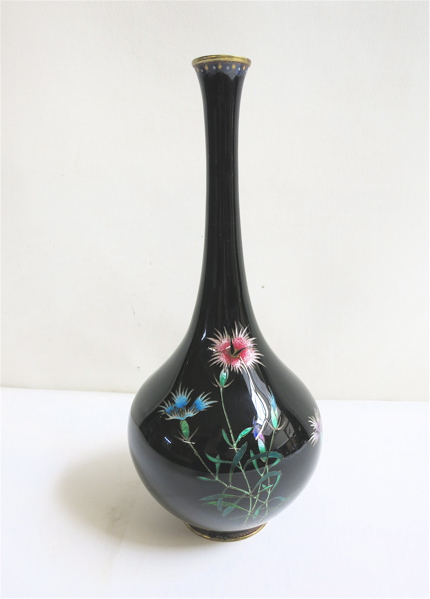 Appraisal: MEIJI JAPANESE CLOISONNE VASE in bottle form and having a