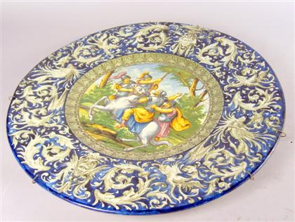 Appraisal: Italian maiolica charger Centrally painted with a classical scene enclosed