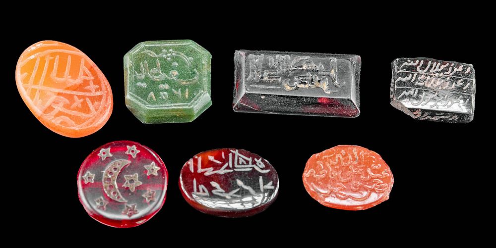 Appraisal: th C Islamic Gemstone Intaglios w Incised Script Middle East