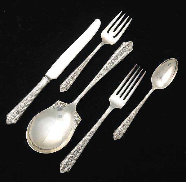 Appraisal: A sterling flatware set with caseWallace Silversmiths Wallingford CTNormandie Comprising