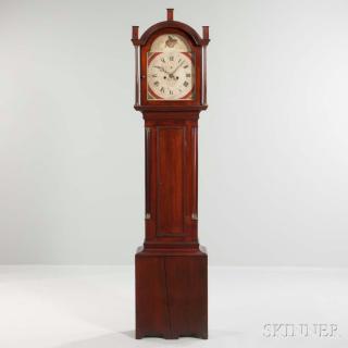 Appraisal: James Cross Mahogany Stained Tall Clock Rochester New Hampshire c