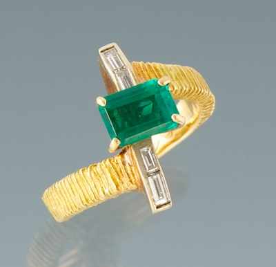 Appraisal: A Ladies' k Gold Diamond and Lab Emerald Ring k