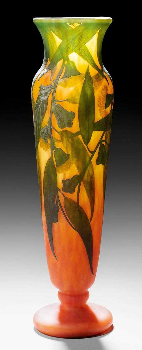 Appraisal: DAUM NANCY VASE circa Acid-etched yellow and orange glass with