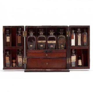 Appraisal: Traveling Apothecary Cabinet Case mid th century English mahogany veneer