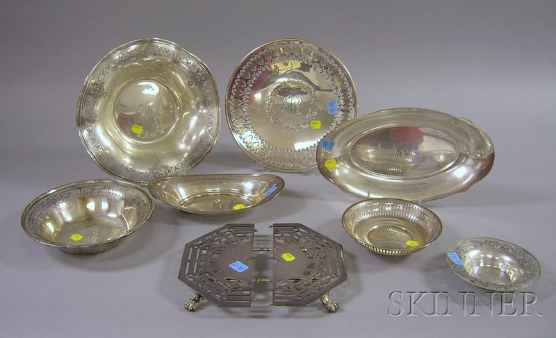 Appraisal: Seven Sterling Serving Dishes and a Silver Plated Trivet including