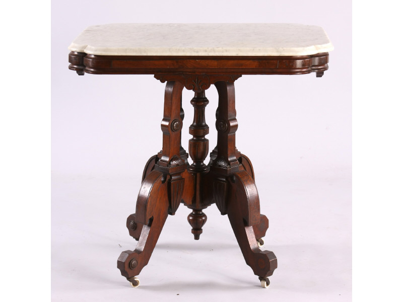 Appraisal: Renaissance Revival Marble Top Parlor Table ca shaped marble top