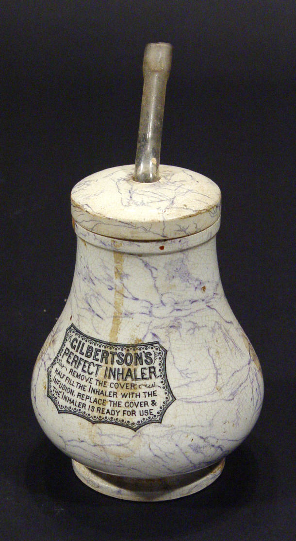 Appraisal: Pottery Gilbertsons Perfect Inhaler with marbilized decoration cm high