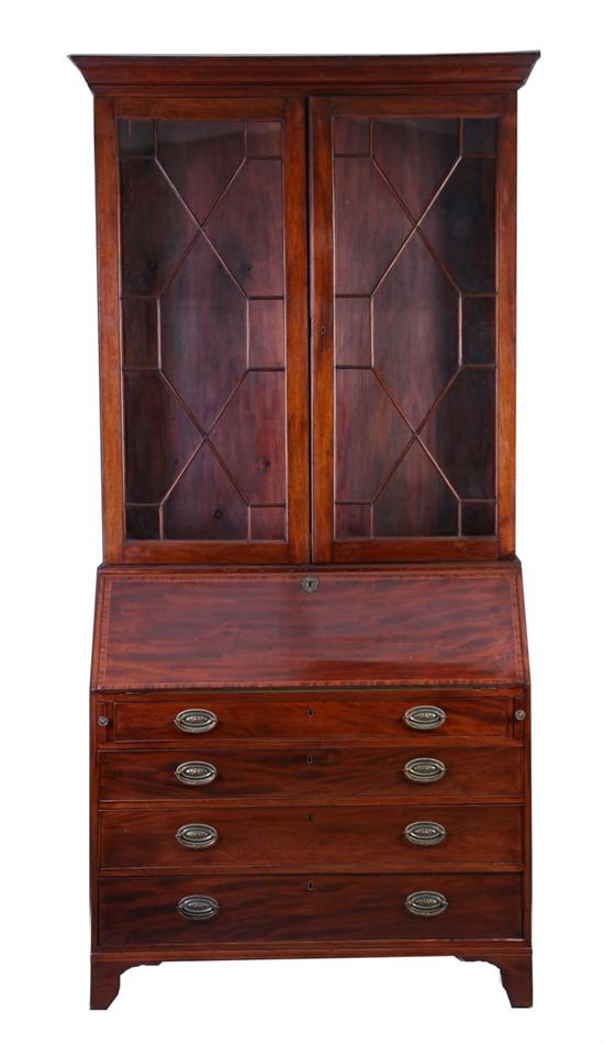 Appraisal: ENGLISH REGENCY STYLE MAHOGANY SECRETARY BOOKCASE Late th - early