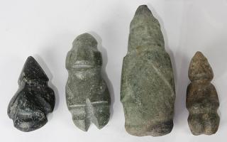 Appraisal: lot of Pre-Columbian carved stone anthropomorphic figures Mexico BC- BC