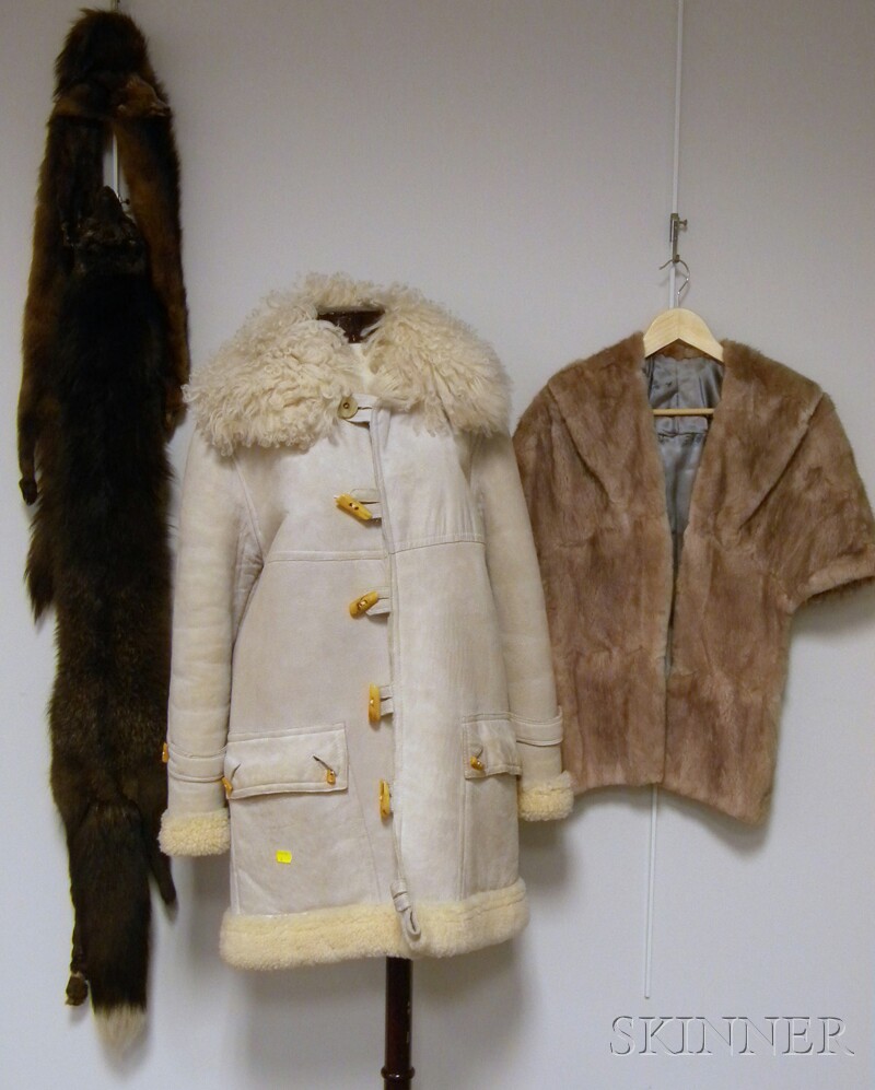 Appraisal: Group of Lady's Outerwear c s three fur stoles and