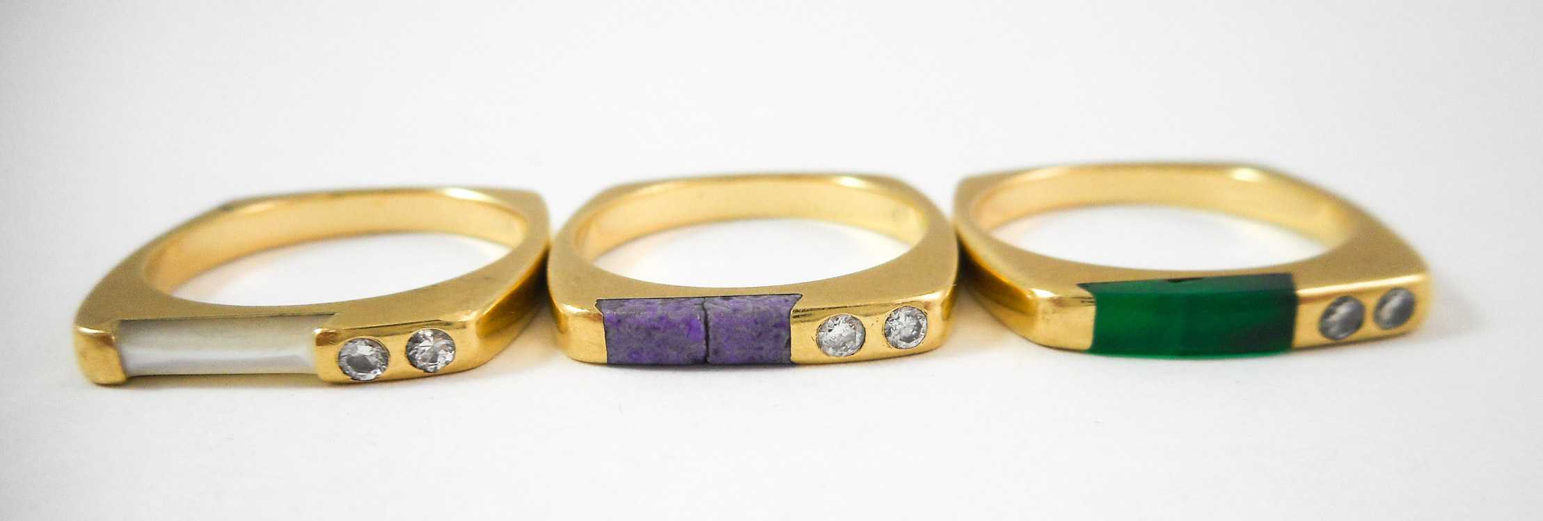 Appraisal: THREE PIECE DIAMOND AND FOURTEEN KARAT GOLD RING SET all