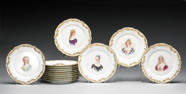 Appraisal: A set of fourteen French porcelain cabinet plates signed E