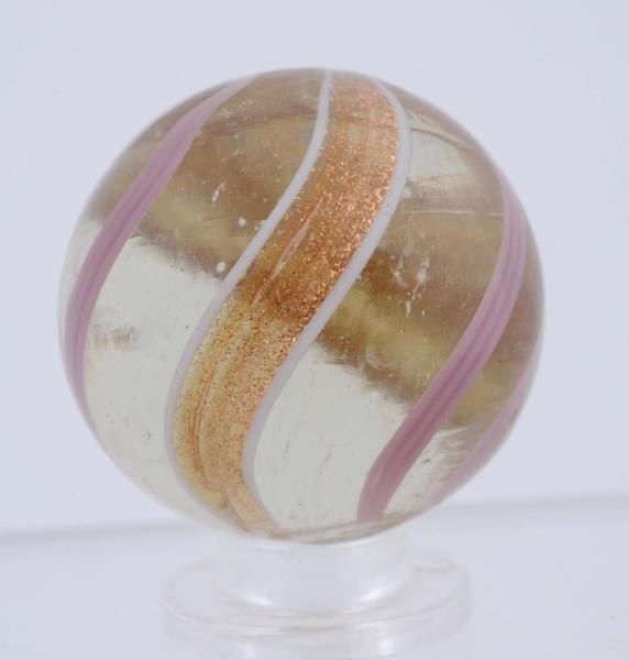 Appraisal: Large Banded Lutz Marble Clear base with lavender bands Well