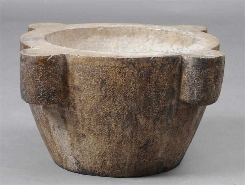 Appraisal: EUROPEAN MARBLE MORTAR Of typical form with four protruding circular