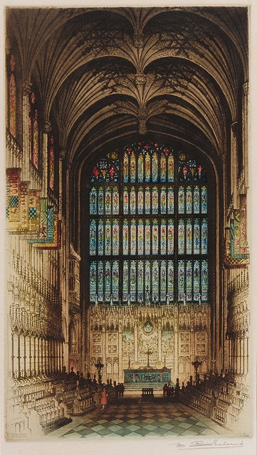 Appraisal: EDWARD W SHARLAND - St George's Chapel Windsor coloured etching