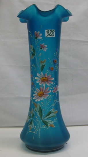 Appraisal: A SATIN GLASS ART GLASS VASE having multi-colored flowers and