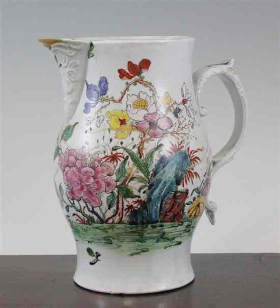 Appraisal: A rare Liverpool polychrome baluster jug by Chaffers c -