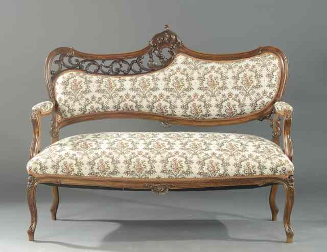 Appraisal: LOUIS XV STYLE MAHOGANY SETTEE French c having a carved