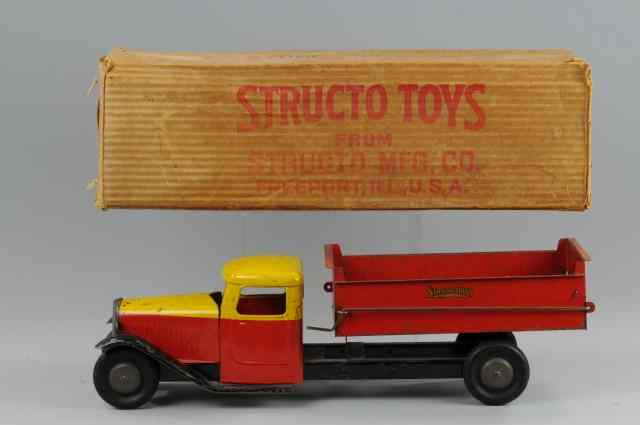 Appraisal: BOXED STRUCTO DUMP TRUCK C pressed steel painted in yellow