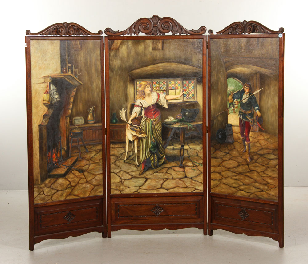 Appraisal: - Arts and Crafts Hand Painted Screen Arts and Crafts