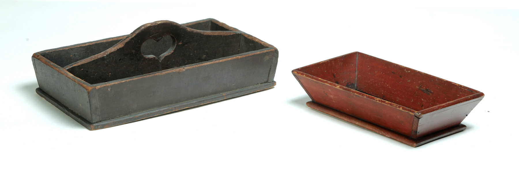 Appraisal: TWO AMERICAN BOXES Second half- th century pine Knife box