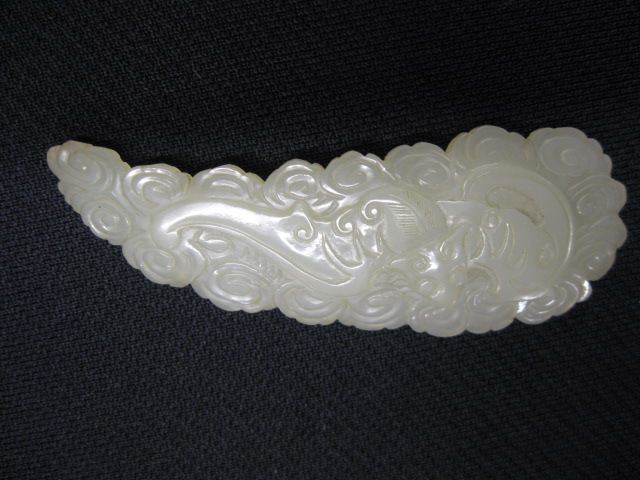 Appraisal: Chinese White Jade Carving of Bat in Clouds probably from