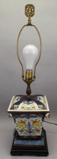 Appraisal: Polychromed Decorated th C Lamp Polychromed Decorated th C Lamp