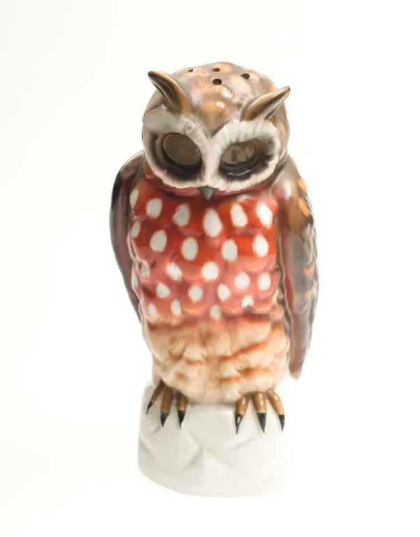 Appraisal: CONTINENTAL PORCELAIN OWL-FORM NIGHT LIGHT PROBABLY GERMAN c naturalistically modelled