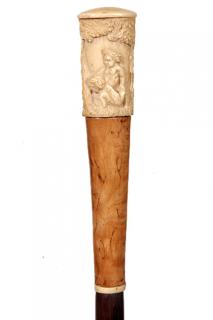 Appraisal: Bone Puti Dress Cane- Ca - A high relief carved