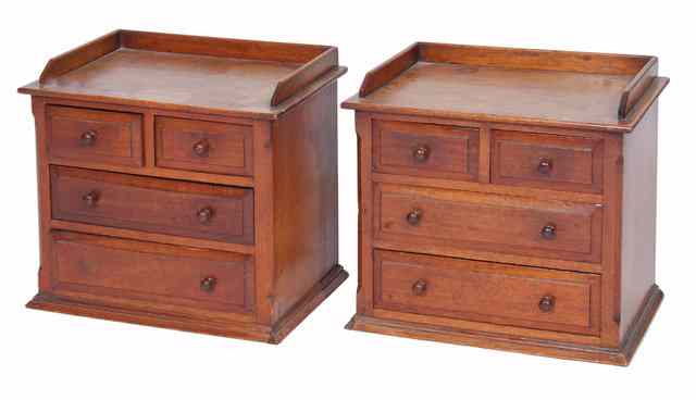 Appraisal: A PAIR OF VICTORIAN TABLE TOP MAHOGANY CHEST OF DRAWERS