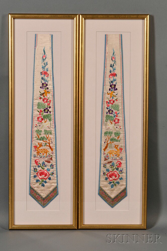 Appraisal: Pair of Framed Textile Tassels China th th century originally