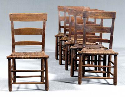 Appraisal: Set of six North Carolina chairs each with bent three-slat