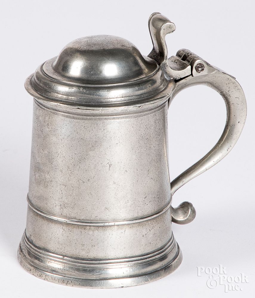 Appraisal: English pewter tankard th c English pewter tankard th c