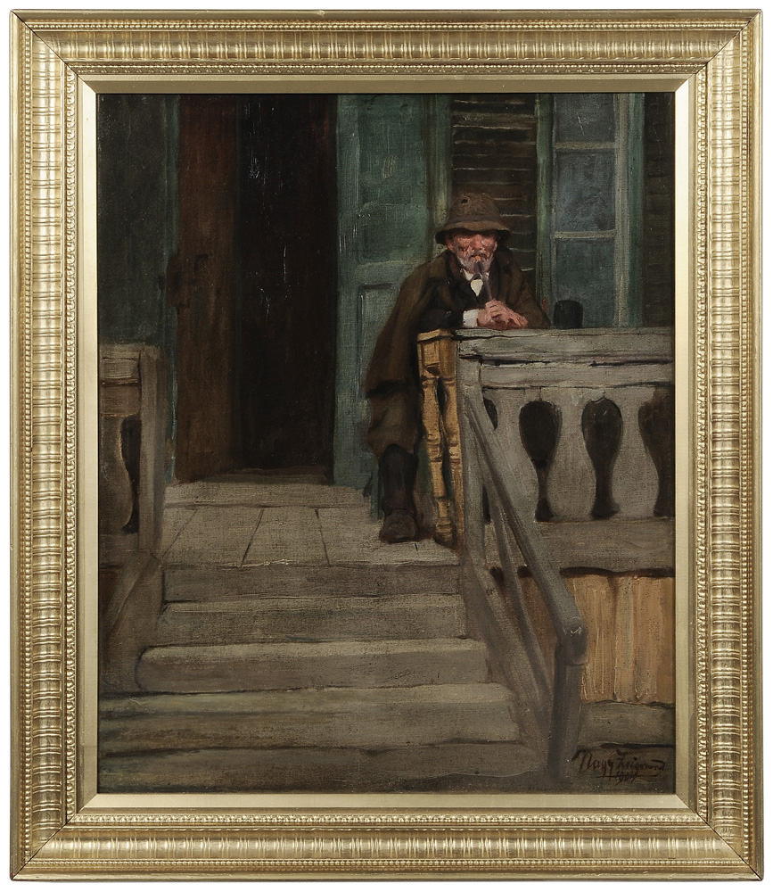 Appraisal: Zsigmund Nagy Romanian born Old Man on a Porch signed