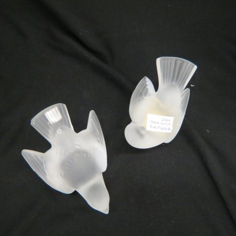 Appraisal: Pair of Lalique Crystal Bird Figurines frosted