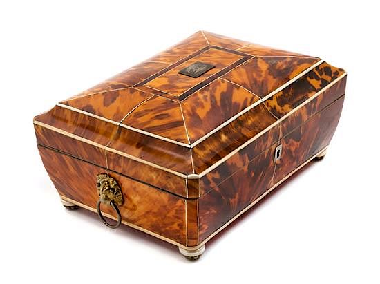 Appraisal: A Regency Tortoise Shell Table Casket Height x width x