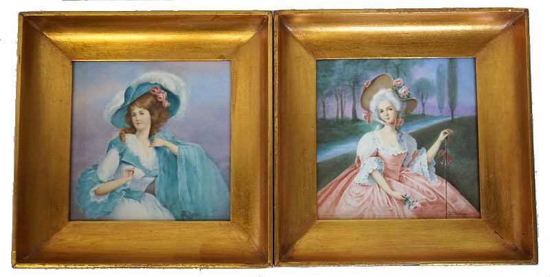 Appraisal: Pair of Decal Decorated Porcelain Frames Pair of Decal Decorated