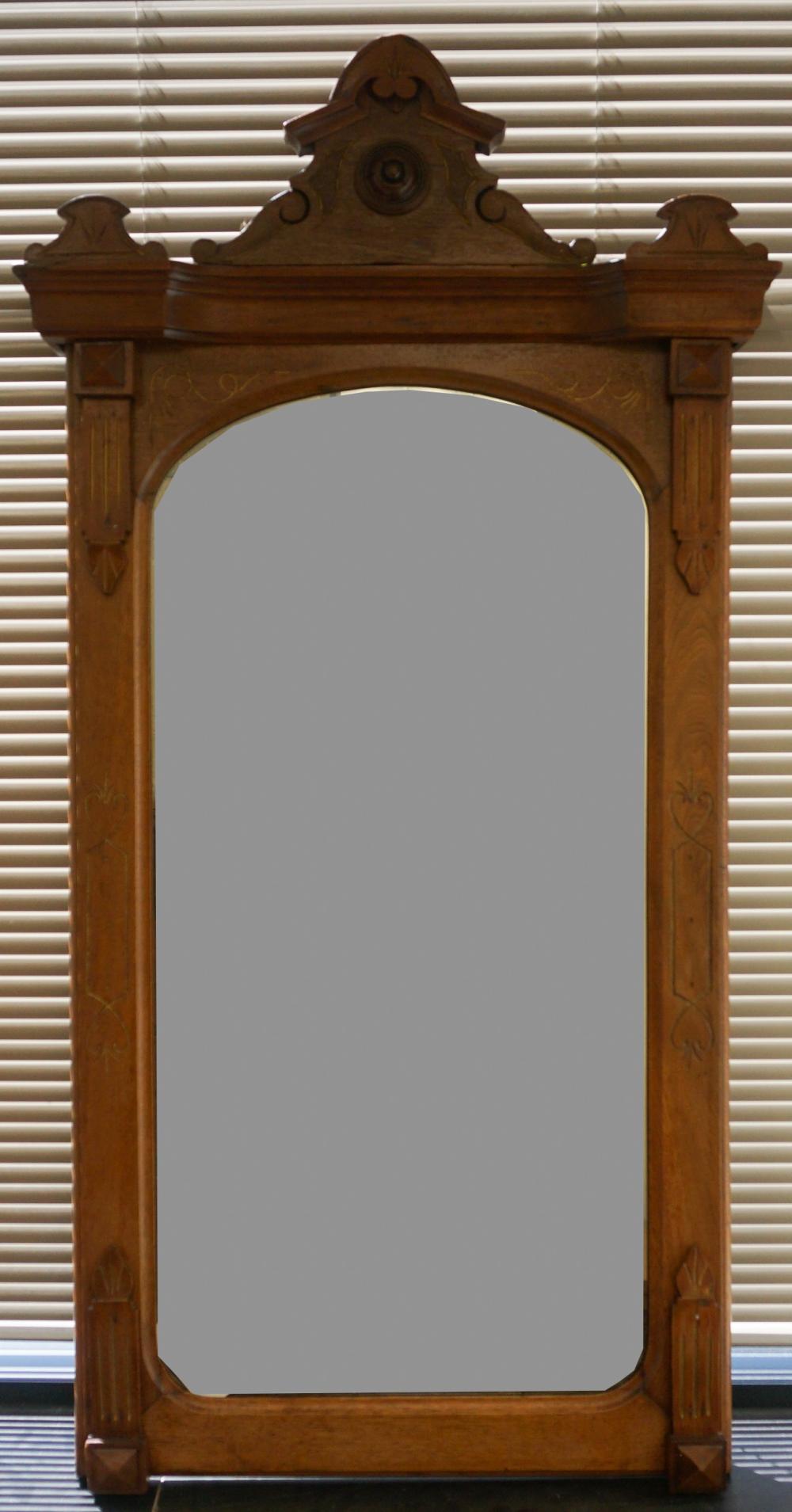 Appraisal: EASTLAKE STYLE OAK FRAMED MIRROR FRAME X IN X CM