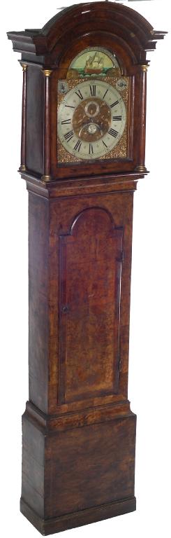 Appraisal: JOHN BRICE SANDWICH - A WALNUT VENEERED LONGCASE CLOCK with