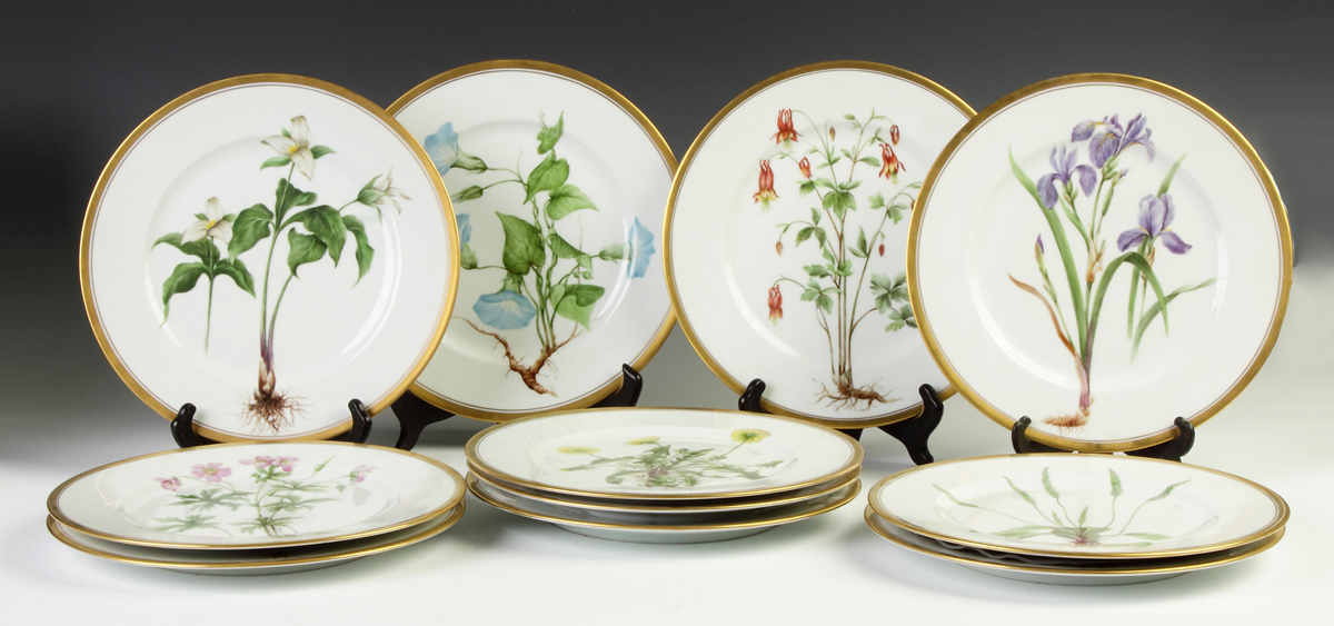 Appraisal: Set of Eleven Bavarian Hand Painted Porcelain Plates w Flowers