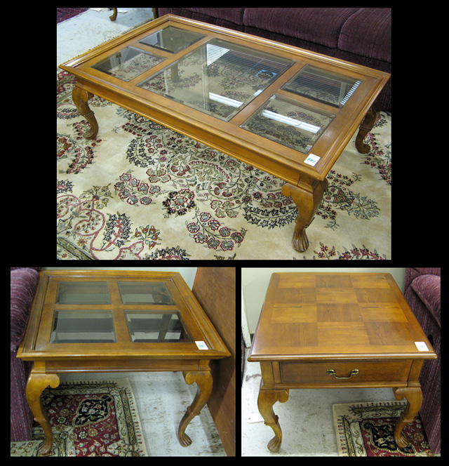 Appraisal: A SET OF THREE QUEEN ANNE STYLE LIVING ROOM TABLES