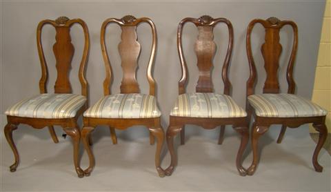 Appraisal: FOUR QUEEN ANNE STYLE SIDE CHAIRS th century the crest