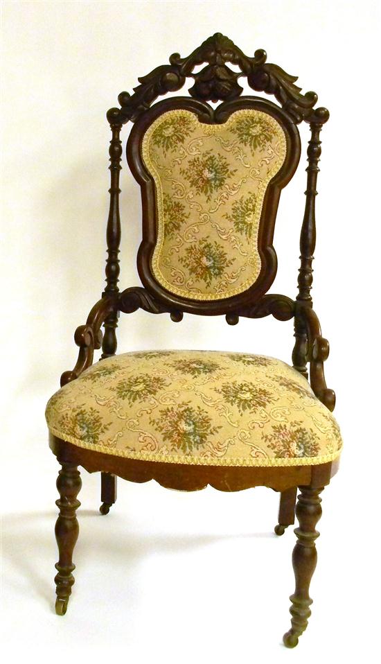 Appraisal: Side chair late th C American walnut frame with pierced