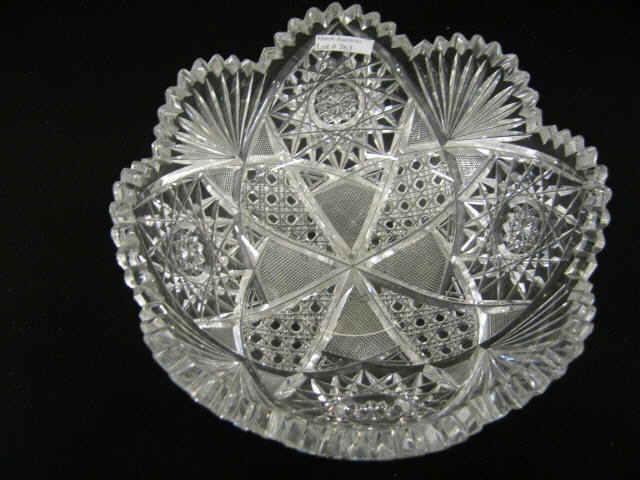 Appraisal: Brilliant Period Cut Glass Bowl heavily cut diamond cane starburst