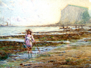 Appraisal: William Edward Riley - - Girl by the seashore watercolour